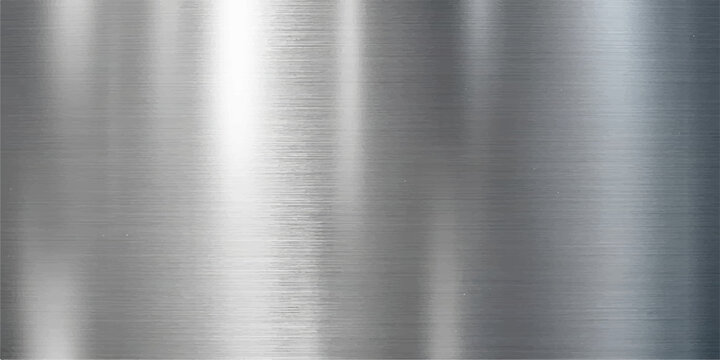 Metallic brushed texture with a sleek, polished surface, reflecting light and shadow to create an impressive visual effect. This image showcases a modern, industrial aesthetic.