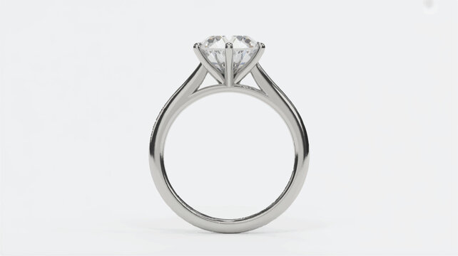 Beautiful solitaire diamond ring with silver band and prong setting