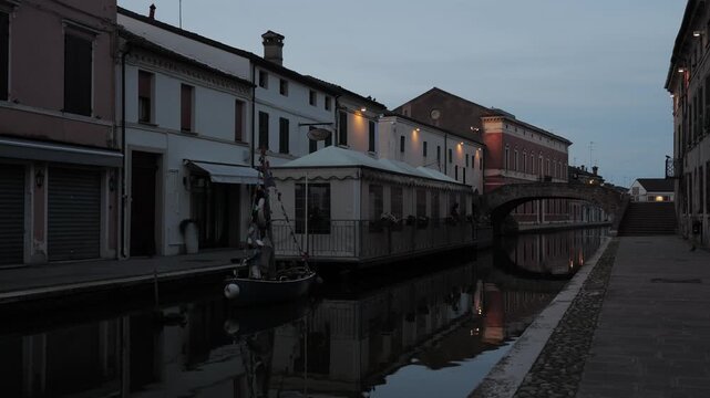 Comacchio, Ferrara, Emilia Romagna, Italy - April 29, 2026 - Views of the lagoon city's historic center
