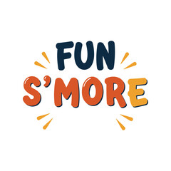 Fototapeta premium Fun S'more colorful typography design with decorative elements for summer camping and outdoor snack themed graphic projects