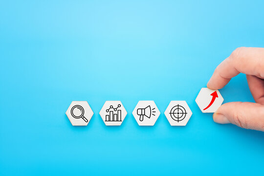 Marketing campaign targeting strategy concept with hexagons