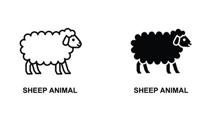 Sheep animal icon set for agriculture and livestock branding in simple black and white vector graphic style © Kinetic
