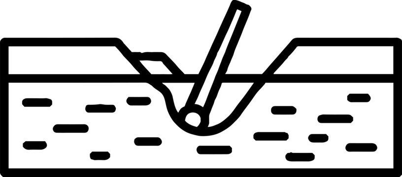 Subsurface probe or needle penetration diagram illustration