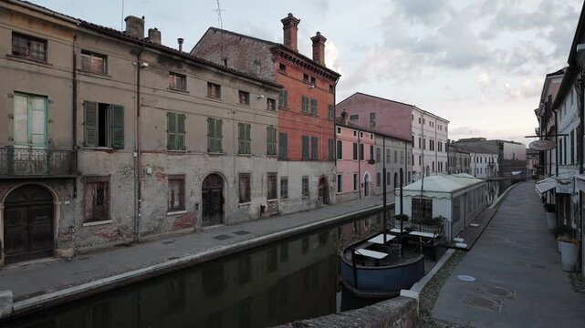 Comacchio, Ferrara, Emilia Romagna, Italy - April 29, 2026 - Views of the lagoon city's historic center