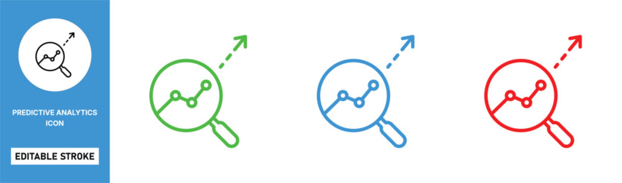 predictive analytics icon line style forecast data trend ai editable stroke vector set
