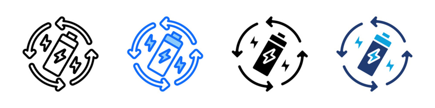 Energy Recovery Icon Set Multi Style Vector Illustration
