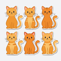 Fototapeta premium Cute Orange Tabby Cat Illustrations