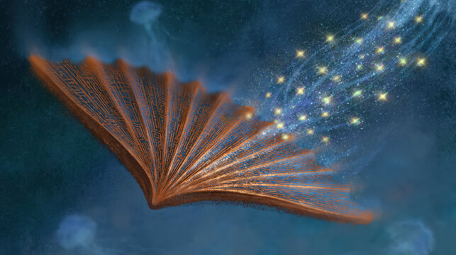 Copper ceremonial fan transformed into a glowing whale fin with gold particle sparks