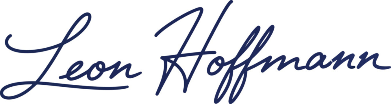 elegant handwritten signature of leon hoffmann on white background