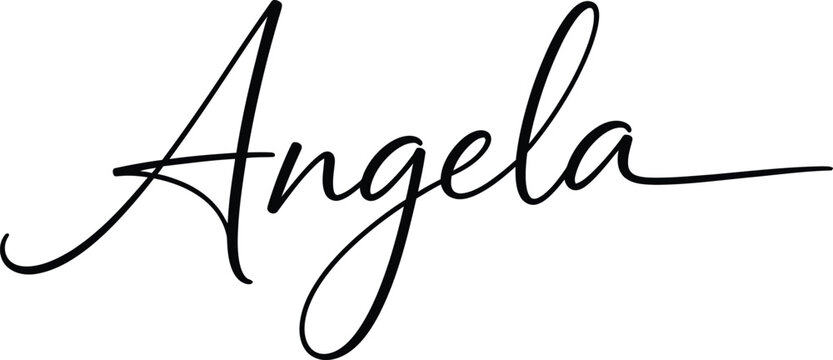 elegant handwritten calligraphy name angela on white background