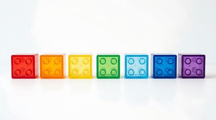 Naklejka premium Plastic building blocks arranged in a colorful horizontal row for creative development and early childhood education vector illustration design