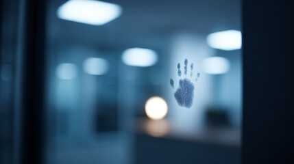 Naklejka premium Fingerprint on glass in environment