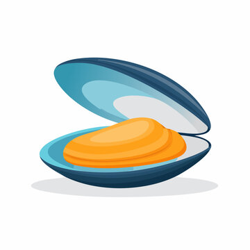 Open Mussel Shell with Orange Meat
