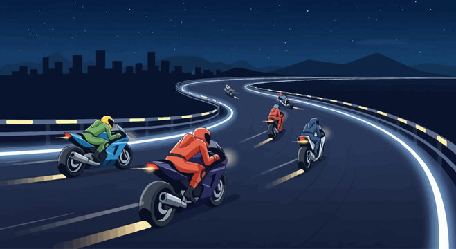 Motorcycle Race Night Cityscape