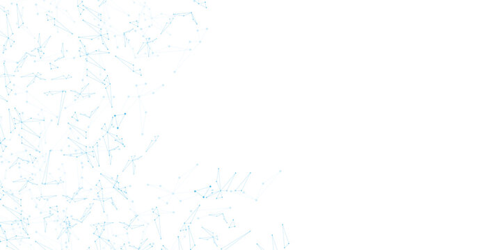 Abstract blue plexus network background, geometric connecting lines and dots on white, digital technology data communication vector illustration.