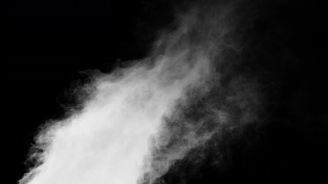 Part 2 Strong white smoke stream rising from fire or industrial source on transparent background 4K