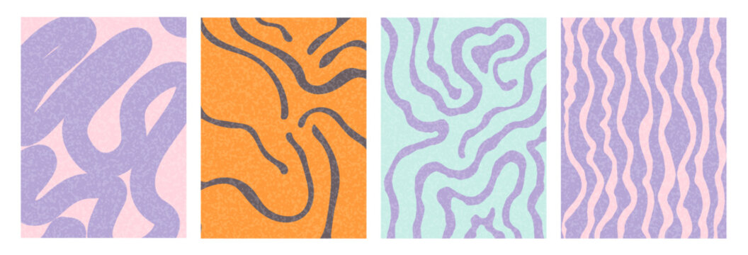 Abstract Wavy Fluid Background Set with Pastel Colors and Organic Shapes