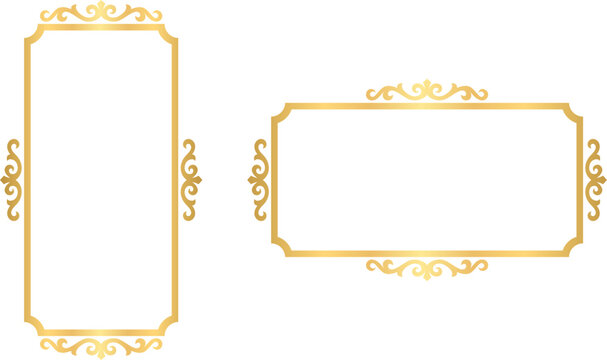 Set of two Kazakh ornamental 9x16 frames vertical and horizontal gold borders