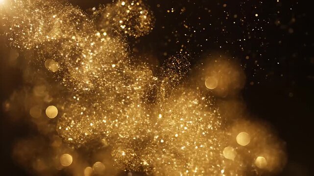 Golden particles in motion ideal for sleek commercial backgrounds and title sequences