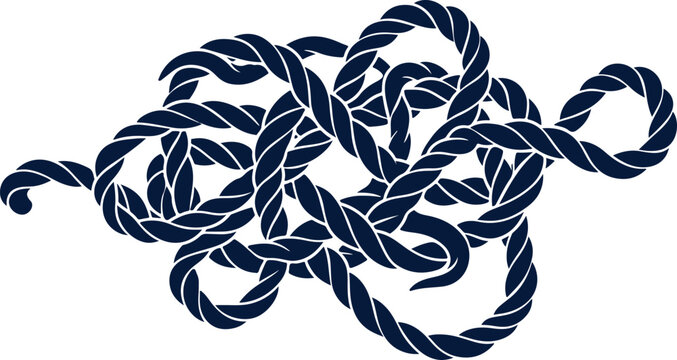 Detailed illustration showing complex marine rope knot tied in intricate pattern on isolated surface.