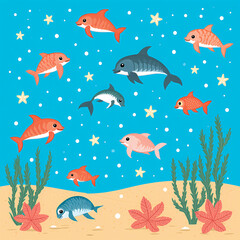 Fototapeta premium Colorful Wild Animal Seamless Pattern Vector Background for Fabric and Wallpaper