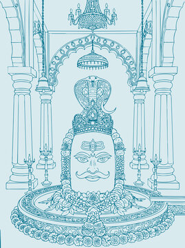 Sketch or Drawing of Shiva Parvati Outline Editable Vector Illustration