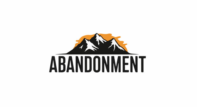 Stylized mountain range silhouette with word below