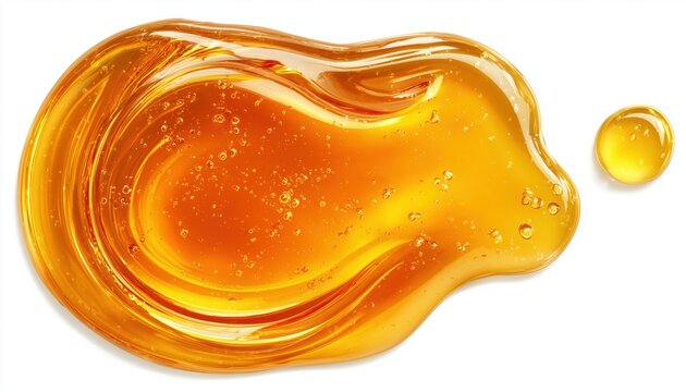 Top View Of White Surface Covered With Delicious Honey, Showing A Smooth And Glistening Texture In Close-Up Detail.
