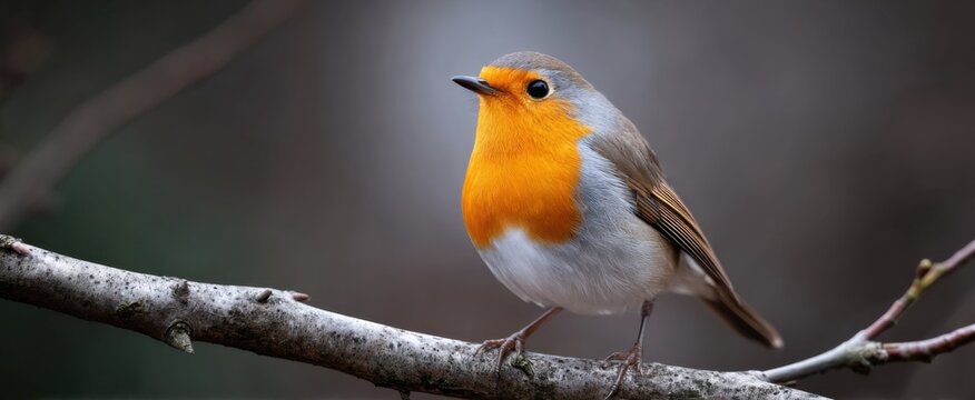 Isolated European robin with bright orange breast captivates bird watchers and nature enthusiasts.