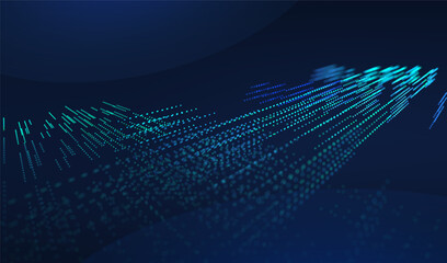 Fototapeta premium Background abstract green with ai tech data and digital technology blue. 3d big cyber with financial flow futuristic and growth network business. Dark integration background with market template.