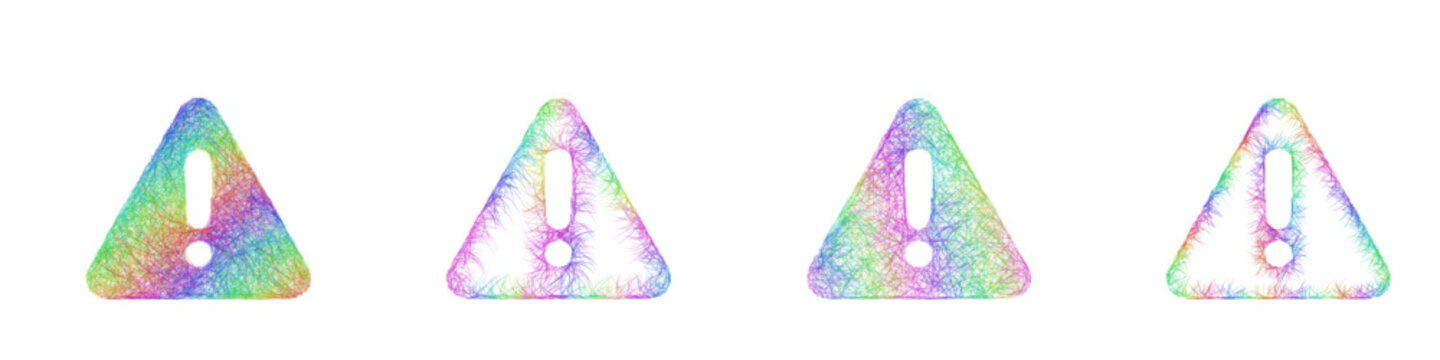 Rainbow color sketch alert icon design set