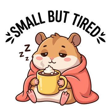 Cute hamster holding coffee mug.