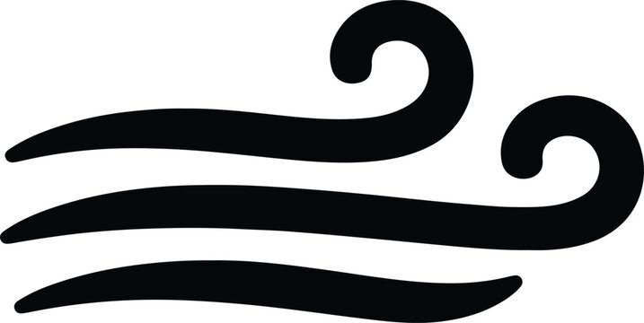 Silhouette vector wind breeze gust icon for weather climate design