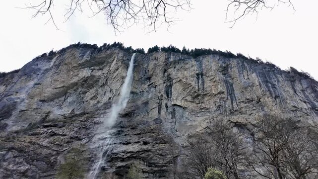 Staubbach Falls plunges 297 meters over Lauterbrunnen&rsquo;s cliffs in Switzerland&rsquo;s Valley of 72 Waterfalls, creating one of the Alps&rsquo; most iconic and dramatic views.