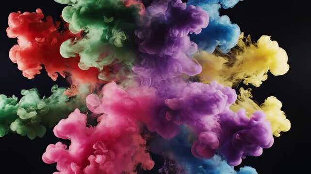 Colorful ink explosion in dark background perfect for UI/UX design and motion graphics