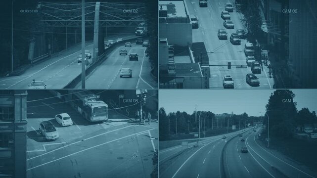 CCTV Views Of City Roads In The Daytime