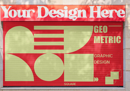 Mockup Template for a storefront Shutter Display Design