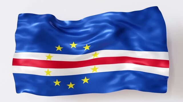 The 3D animation displays the national flag of Cape Verde with clear details. The flag moves smoothly, showing its colors and design in a dynamic way