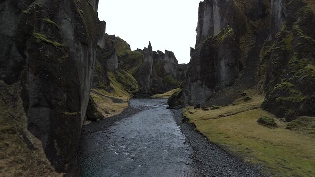 Drone view of &THORN;ingvellir National Park, showcasing rift valley, tectonic plates, and dramatic natural landscape in a historic UNESCO site.