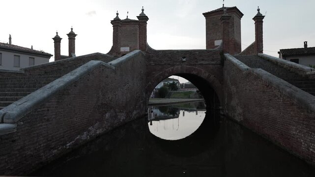 Comacchio, Ferrara, Emilia Romagna, Italy - April 29, 2026 - Views of the lagoon city's historic center