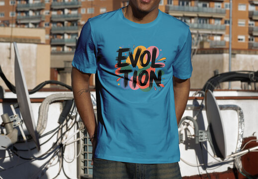 Mockup Template of Short-Sleeved T-Shirt for Male Use. Front Design.