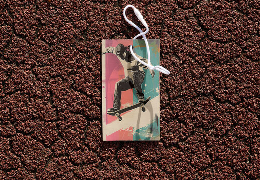 Mockup Template of a Hang Tag on a Textured Surface