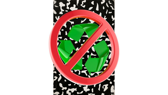 Non-Recyclable Symbol with Red Prohibited Sign Over Green Arrows
