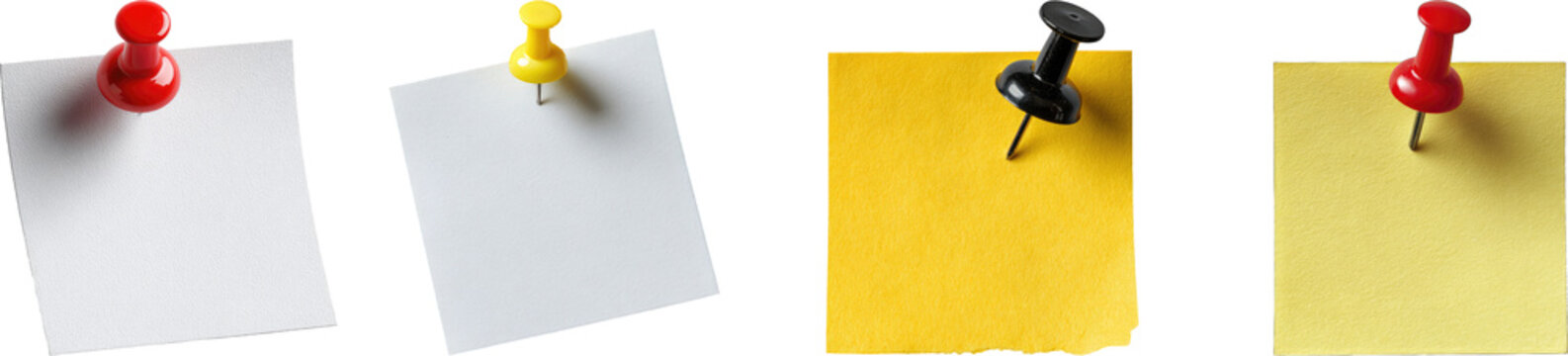 Set of Sticky Notes With Pin Sticky note reminder. Post it note paper sheets for notes isolated with clipping path on background A sticky note with a red pin on it Png