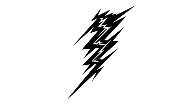 Black Lightning Bolt Icon with Sharp Angles on White Background