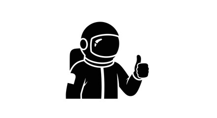 Silhouette of Astronaut Giving Thumbs Up Gesture © labubu