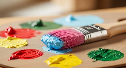 Obraz premium Colorful paintbrush and paints on palette
