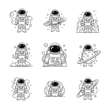 Astronaut in Space Suit Illustration.