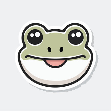 Cute cartoon frog face sticker
