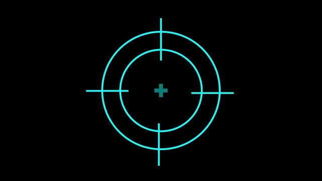 Target radar icon animation. Military training, Military target icon animation on black background. Crosshair, gun aim, sniper target. 4k videos